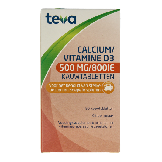 Teva Calcium / vitamine D 500mg / 800IE 90 Kauwtabletten