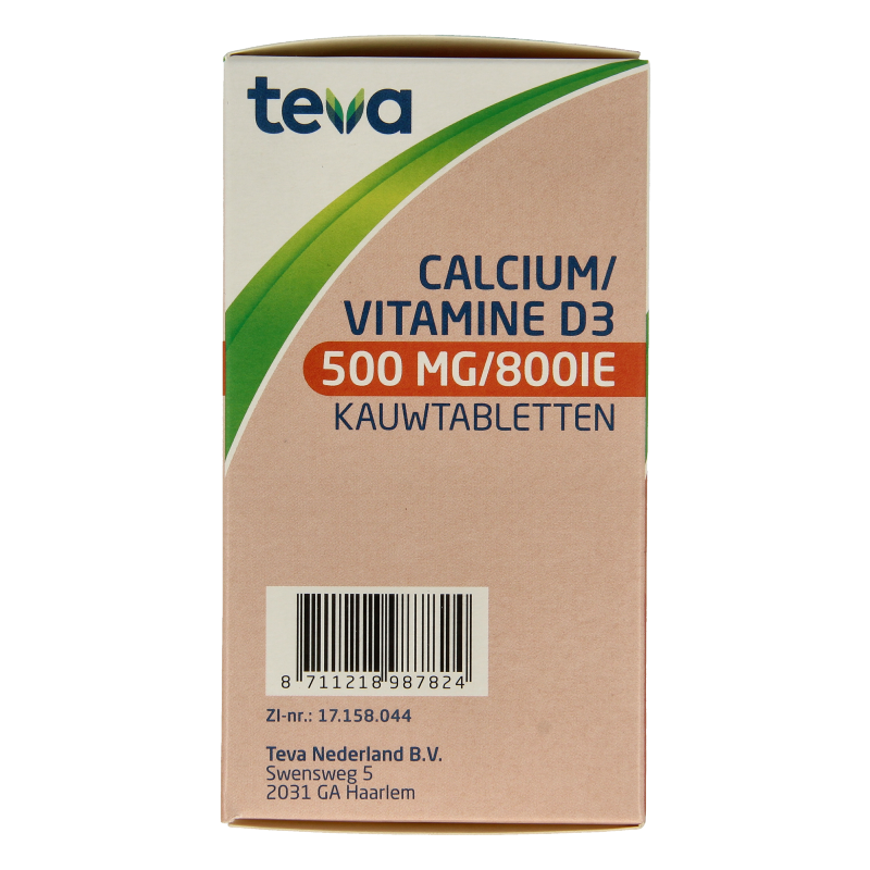 Teva Calcium / vitamine D 500mg / 800IE 90 Kauwtabletten