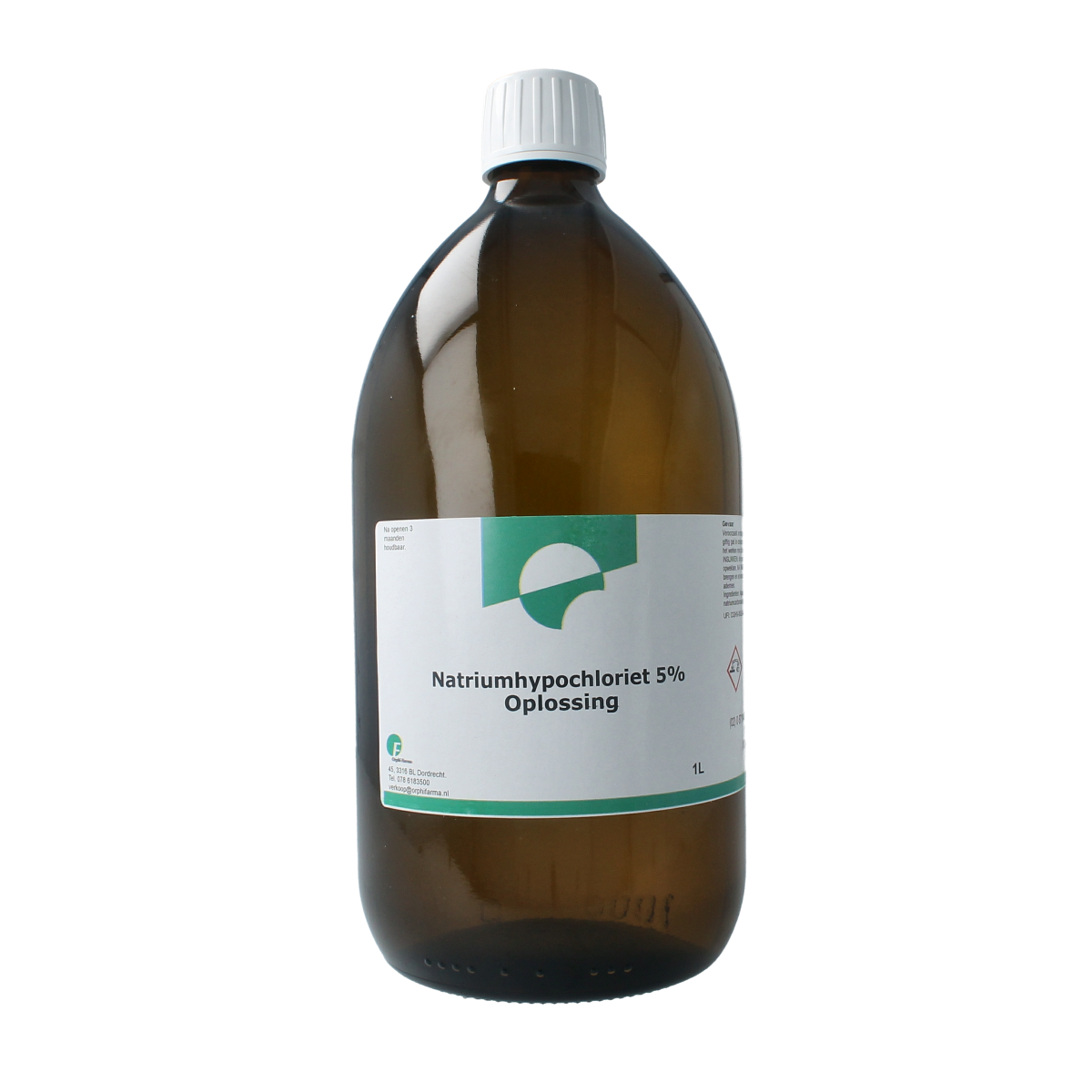 Orphi chloorbleekmiddel met natriumhypochloriet 5%, 1 liter fles voor schoonmaakwerkzaamheden