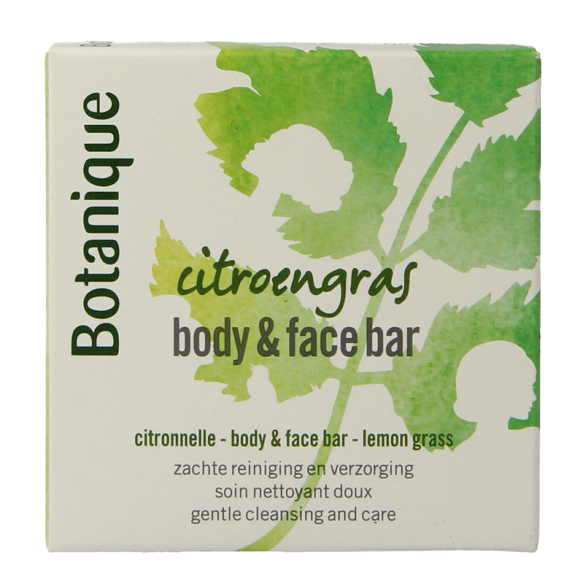 Botanique Citroengras Body & Face Bar, 100g, natural herbal soap for skincare, featuring fresh citrus fragrance.