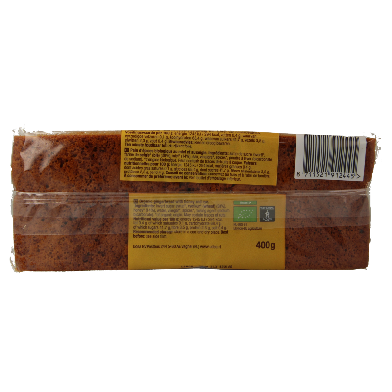 Your Organic Nature Ontbijtkoek honing - rogge bio 400 Gram