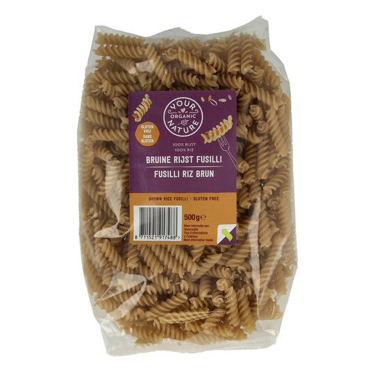 Your Organic Nature Bruine rijst pasta glutenvrij 500.00 Gram