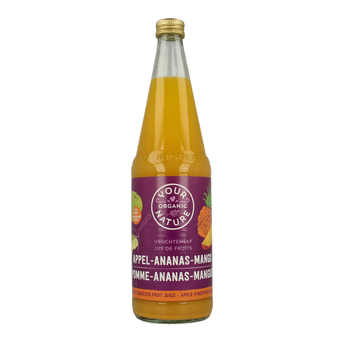 Your Organic Nature Vruchtensap appel ananas mango bio 700.00 Milliliter