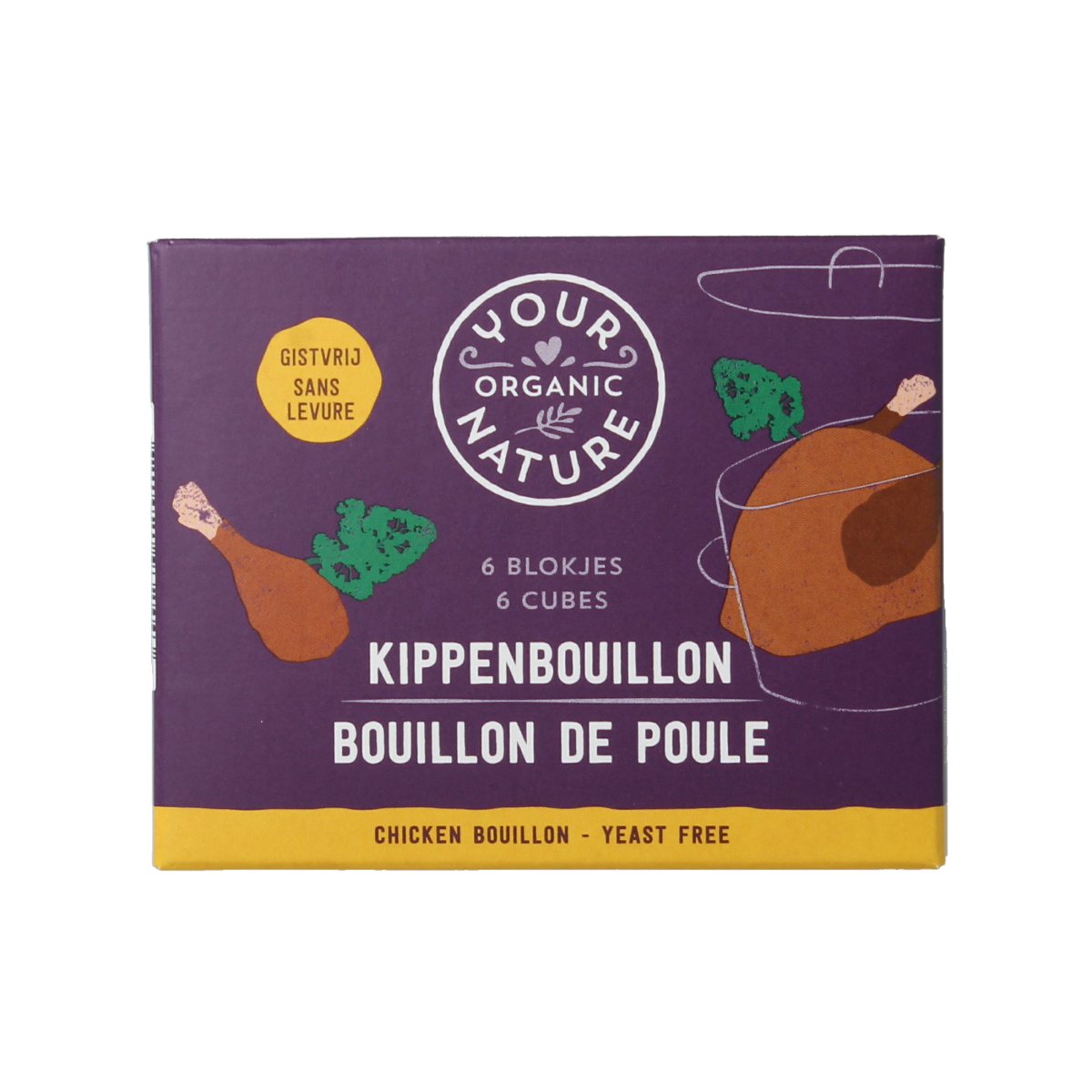 Your Organic Nature Kippenbouillonblokjes helder zonder gist bio 6.00 Stuks