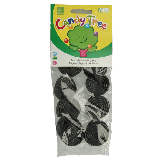 Candy Tree Dropjojo's bio snoepgoed in 100g package, colorful soft candies from Candy Tree, shown in clear image.
