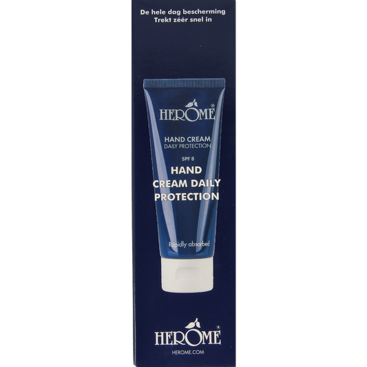 Herome Handcreme in 75ml tube showing smooth, moisturizing hand cream with Herome branding and product packaging.