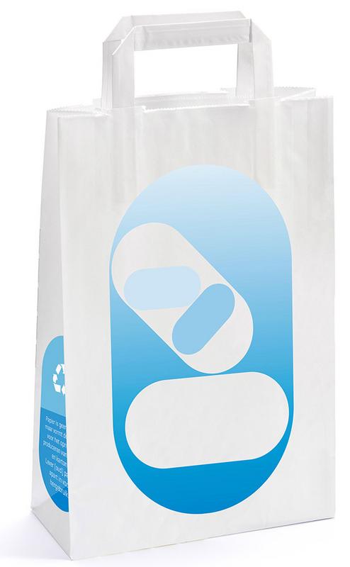 White Brocacef recycled paper carrying bag, 450x170x430mm, for packaging, shown in the product image.
