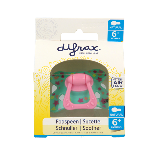 Difrax Fopspeen natural 6+ maanden met ring  1.00 Stuks