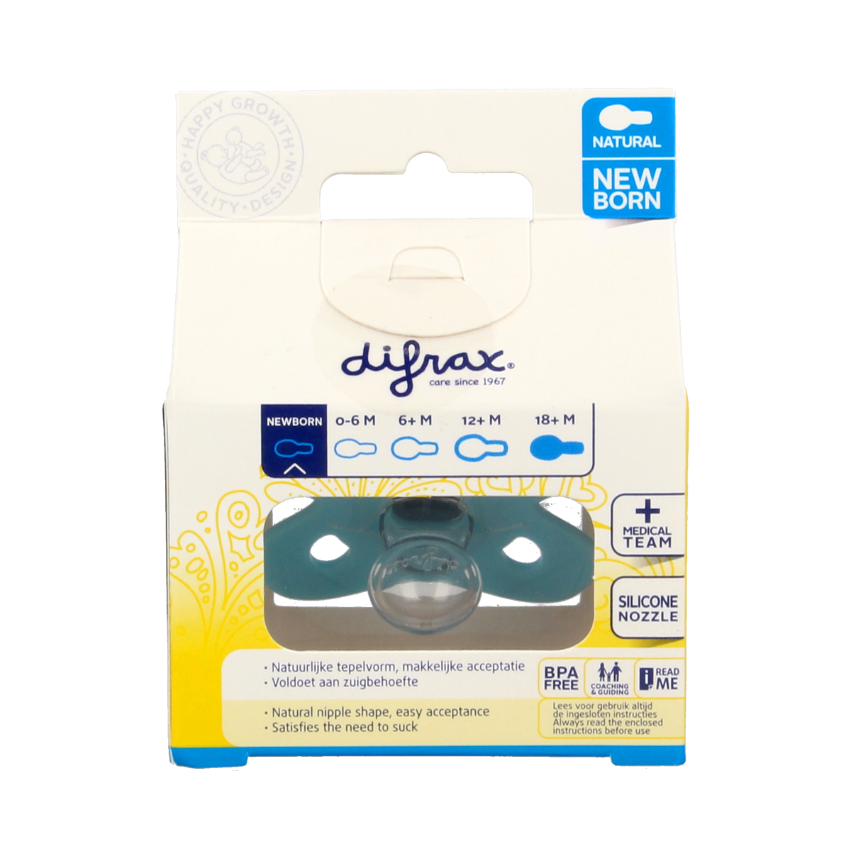 Difrax Fopspeen natural newborn  1.00 Stuks