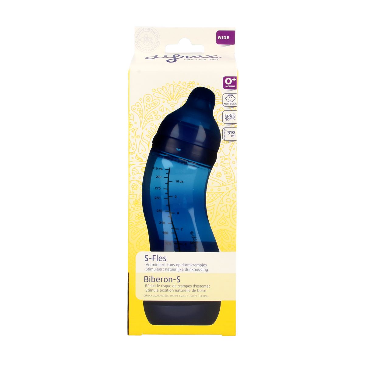 Difrax S-fles breed 310ml assorti 1.00 Stuks