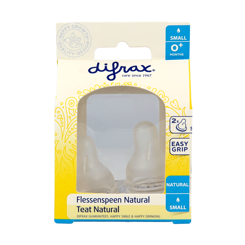 Difrax Flesspeen small 0+ natural 2 Stuks