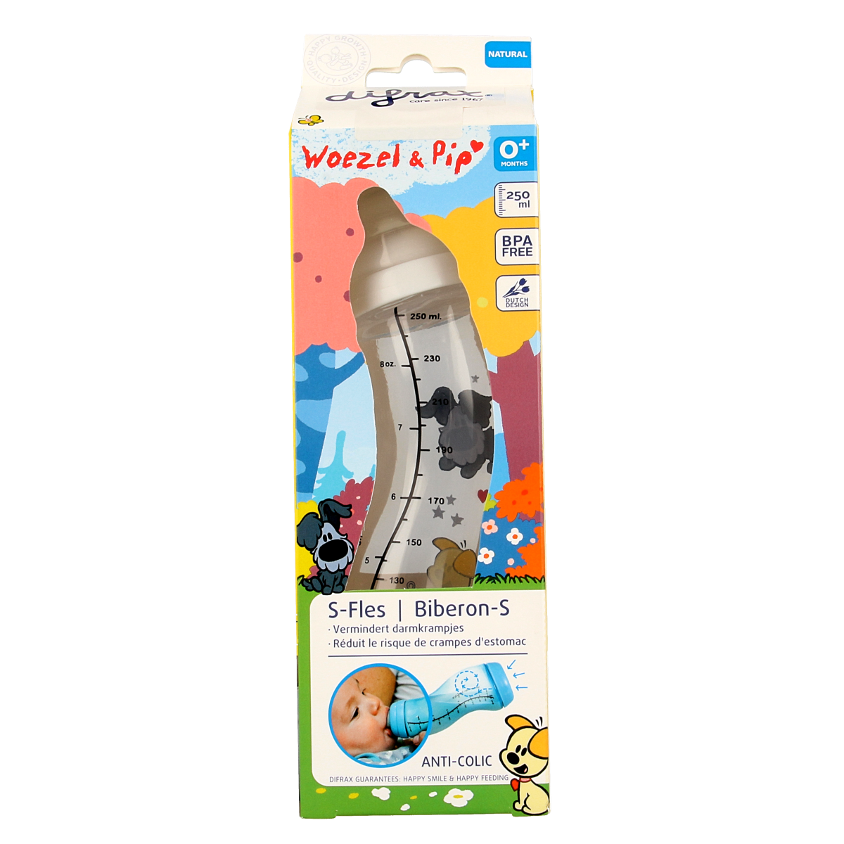 Difrax S-fles 250ml Woezel & Pip  1.00 Stuks