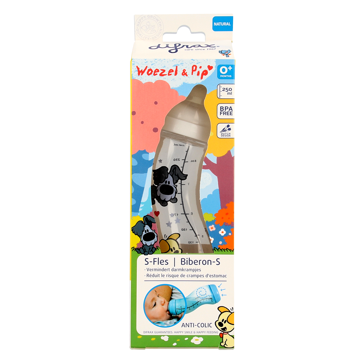 Difrax S-fles 250ml Woezel & Pip  1.00 Stuks