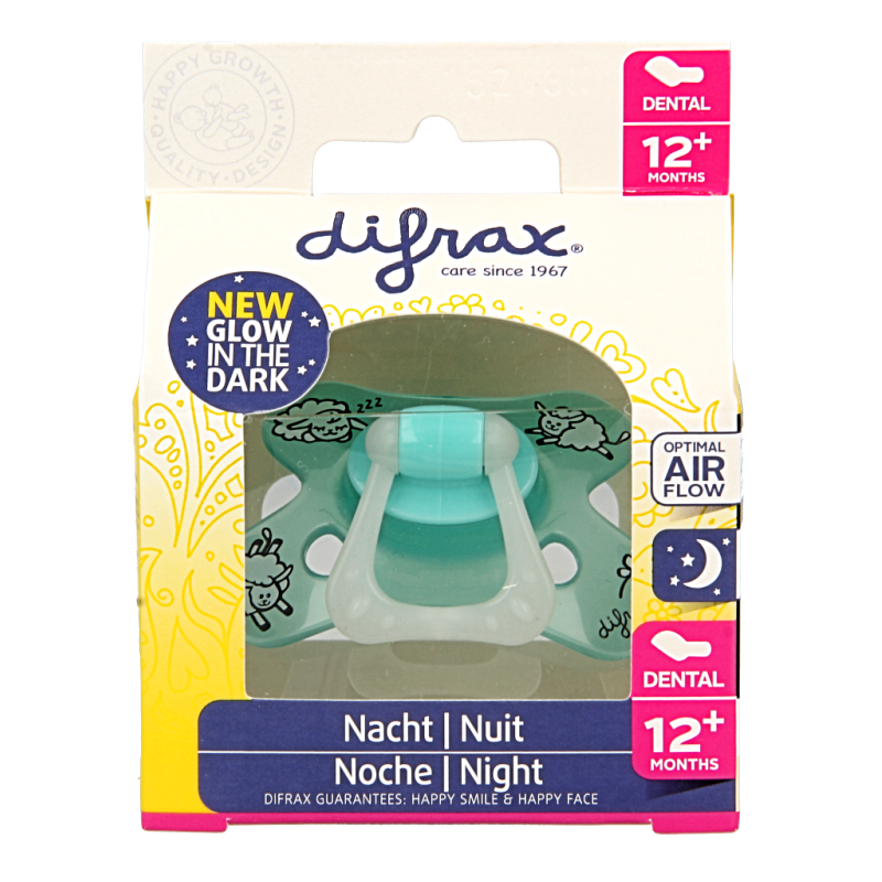 Difrax Fopspeen dental 12+ maanden glow in the dark 1 Stuks
