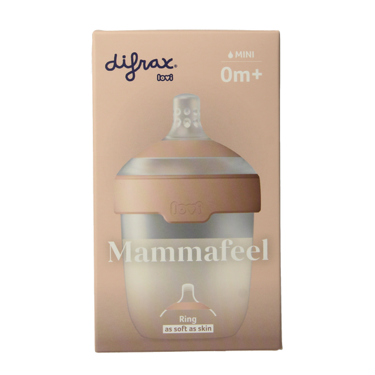 Difrax Lovi Mamma fles 150ml baby bottle with soft spout, designed for easy feeding and comfort.