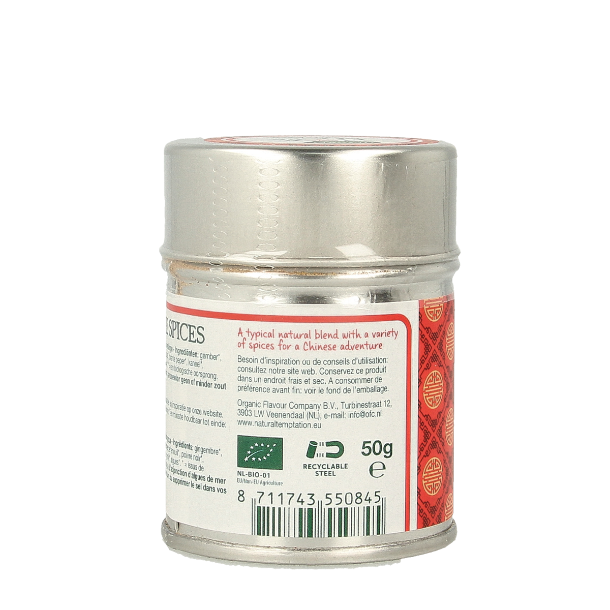 Natural Temptation Five spices blikje natural spices bio 50.00 Gram