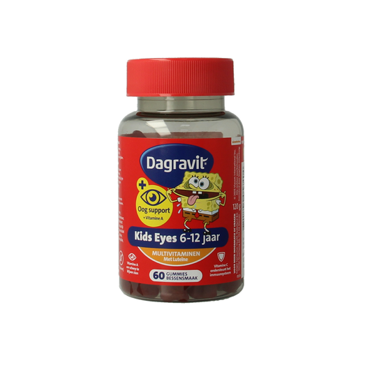 Dagravit Kids Eyes multivitamin gummies for ages 6-12, featuring 60 gummies with vitamins for eye health.