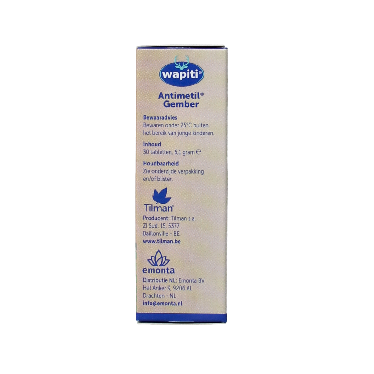 Wapiti Antimetil gember 30.00 Tabletten