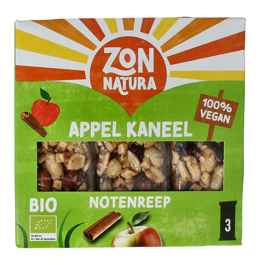 Zonnatura Noten appel kaneel reep 25 gram bio 3.00 Stuks
