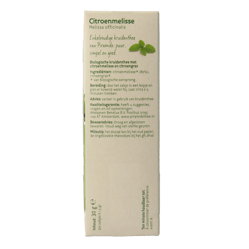 Piramide Citroenmelisse thee eko bio 20 Zakjes