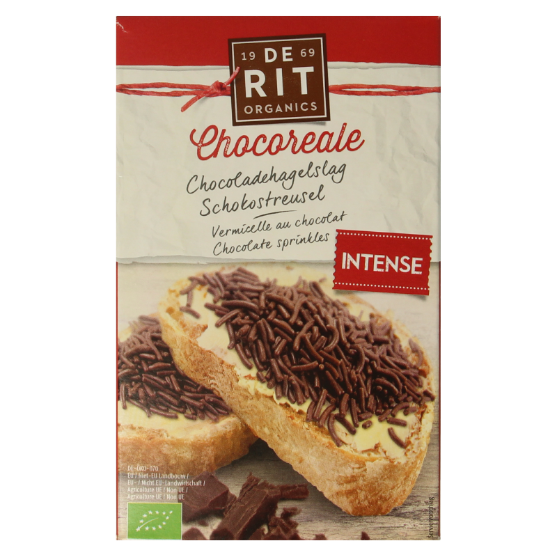 De Rit Chocoreale hagelslag puur bio 225 Gram