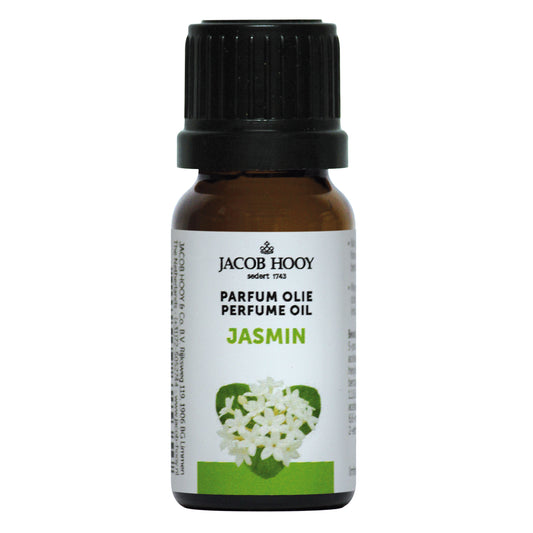 Jacob Hooy jasmine essential oil in a 10ml bottle, natural aromatic oil for aromatherapy and wellness.