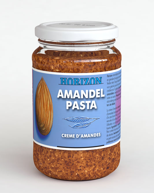 Horizon organic almond spread with sea salt on bread, 350g jar, natural and gluten-free almond butter for toast or snacks.