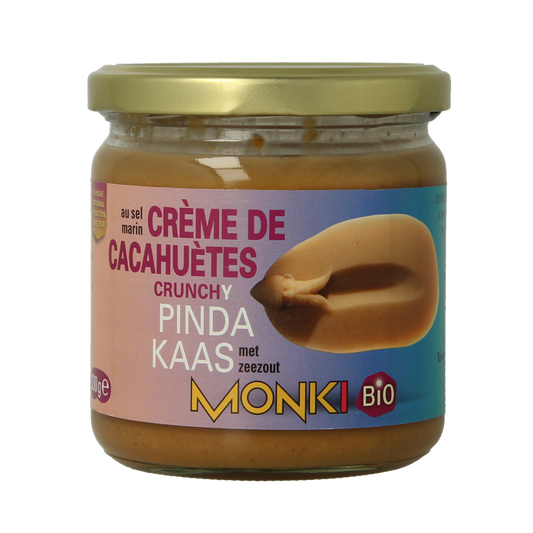 Monki Pindakaas crunchy met zout eko bio 330.00 Gram