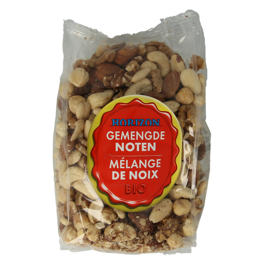 Organic Horizon mixed nuts in a 400g package, showcasing raw superfoods with a variety of whole nuts and seeds.