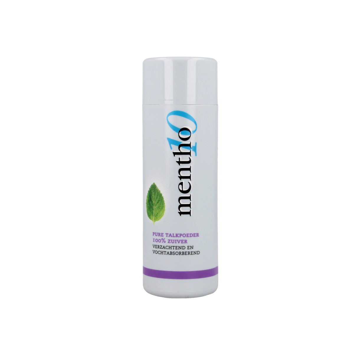 Mentho 10 Talkpoeder body care product in 75g container, featuring a white powdery substance with Mentho 10 branding.