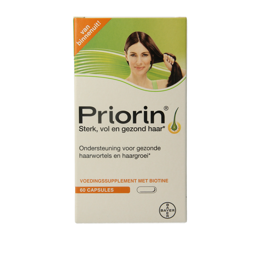 Priorin multivitamin capsules, dietary supplement with herbal ingredients, 60-count bottle for overall health support.