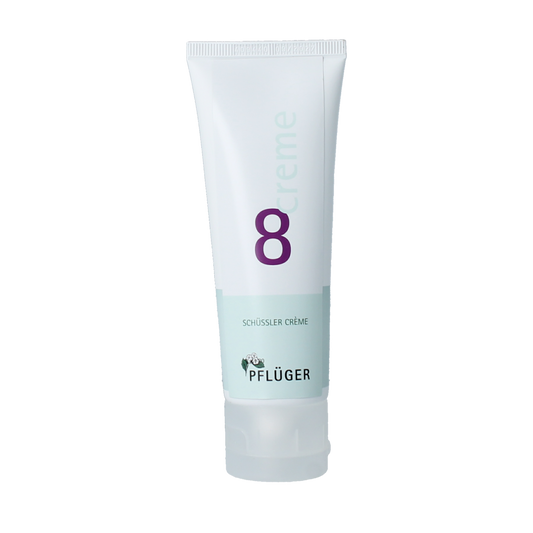 Pflüger Schussler Creme Nr. 8 in 75ml container, a body care product with a white tube and label, for skin nourishment.