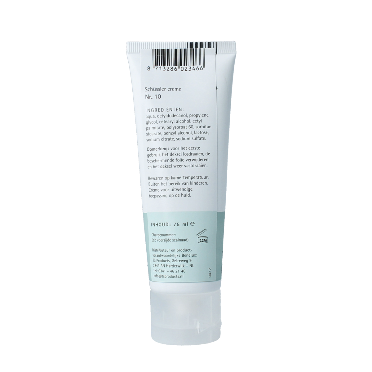 Pflüger Schussler Creme Nr. 10 body care product in a 75ml tube, featuring a white and blue packaging design.