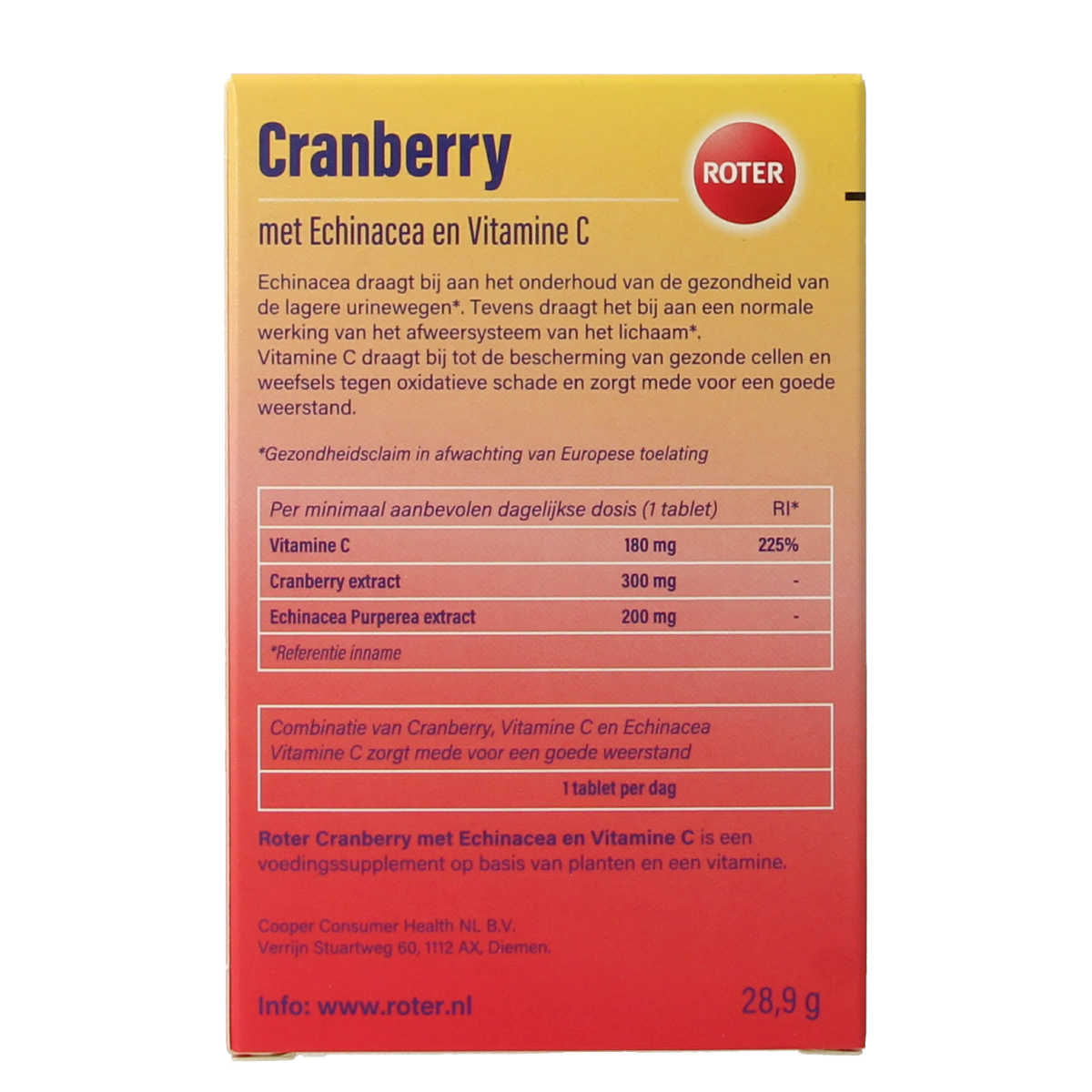 Roter Cranberry vitamine C & echinacea 30.00 Tabletten