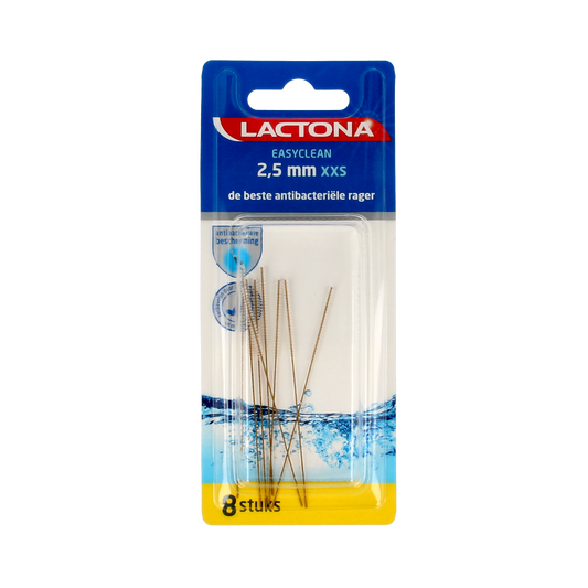 Lactona Easyclean XXS long 2.5mm dental floss picks, 8-pack, Tandenstokers en Ragers for oral hygiene, brand Lactona.
