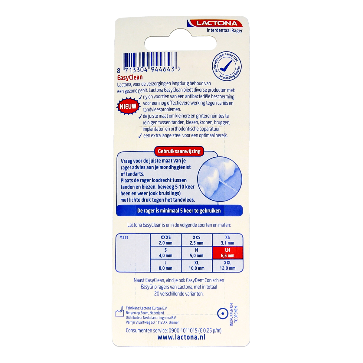 Lactona Easyclean L/M 6.5mm 8.00 Stuks