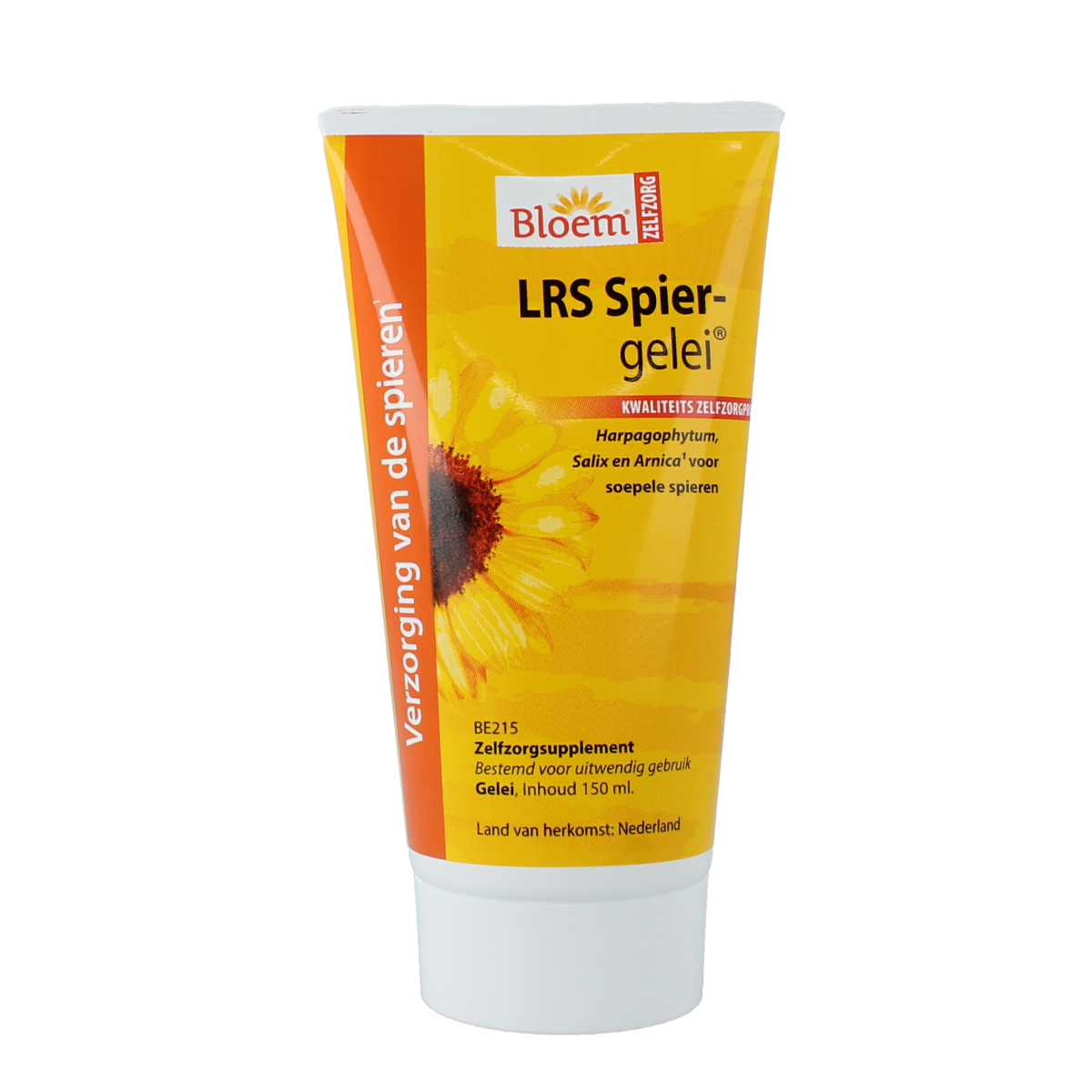 Bottle of Bloem LRS Spiergelei 150ml, a muscular and joint care supplement in a clear plastic bottle with a white cap.