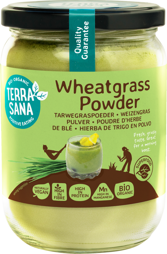 TerraSana Raw tarwegras poeder in glas bio 130.00 Gram