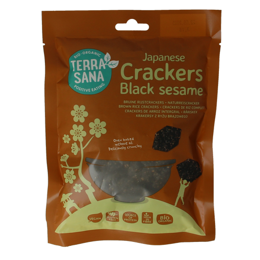 TerraSana Japanse bruine rijstcrackers zwarte sesam bio 60.00 Gram