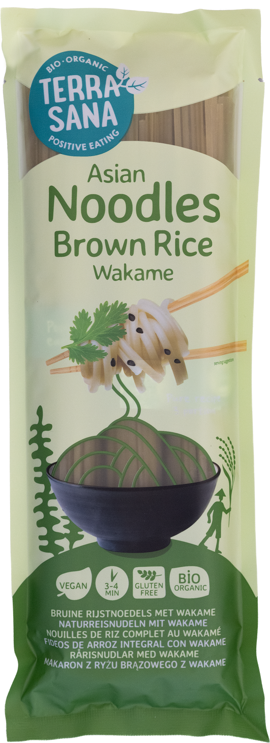 TerraSana Bruine rijstnoedels met wakame bio 250.00 Gram