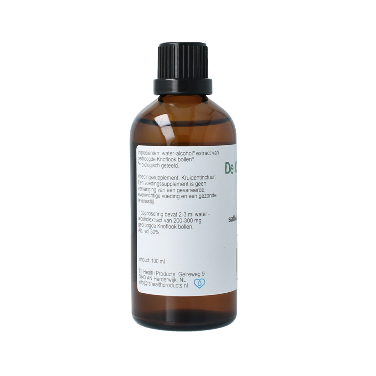 Cruydhof Allium sativum garlic bulb tincture in a 100ml bottle, herbal supplement from Cruydhof, natural garlic extract.
