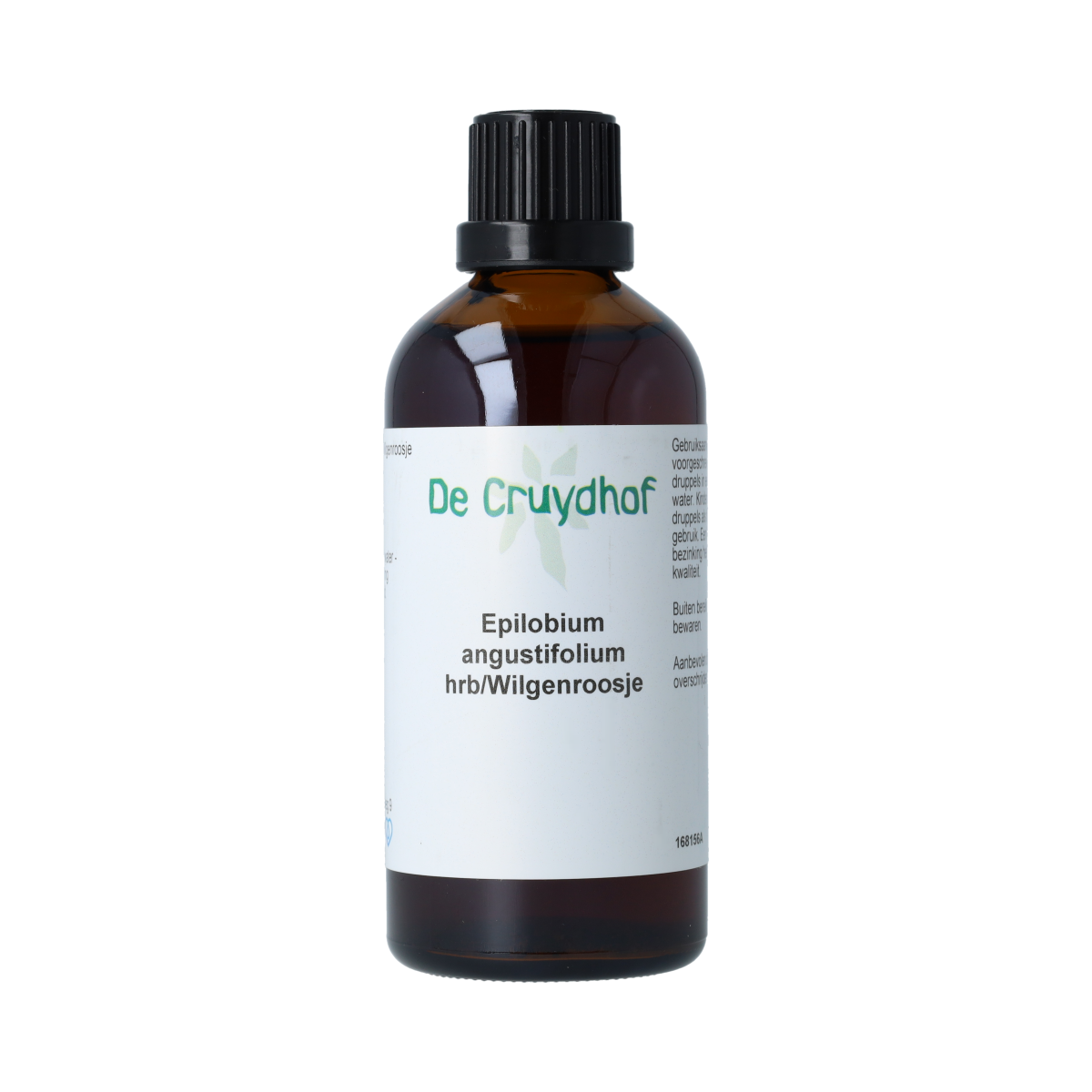 De Cruydhof Epilobium angustifolium tinctuur in 100ml bottle, herbal preparation with bright label and botanical imagery.