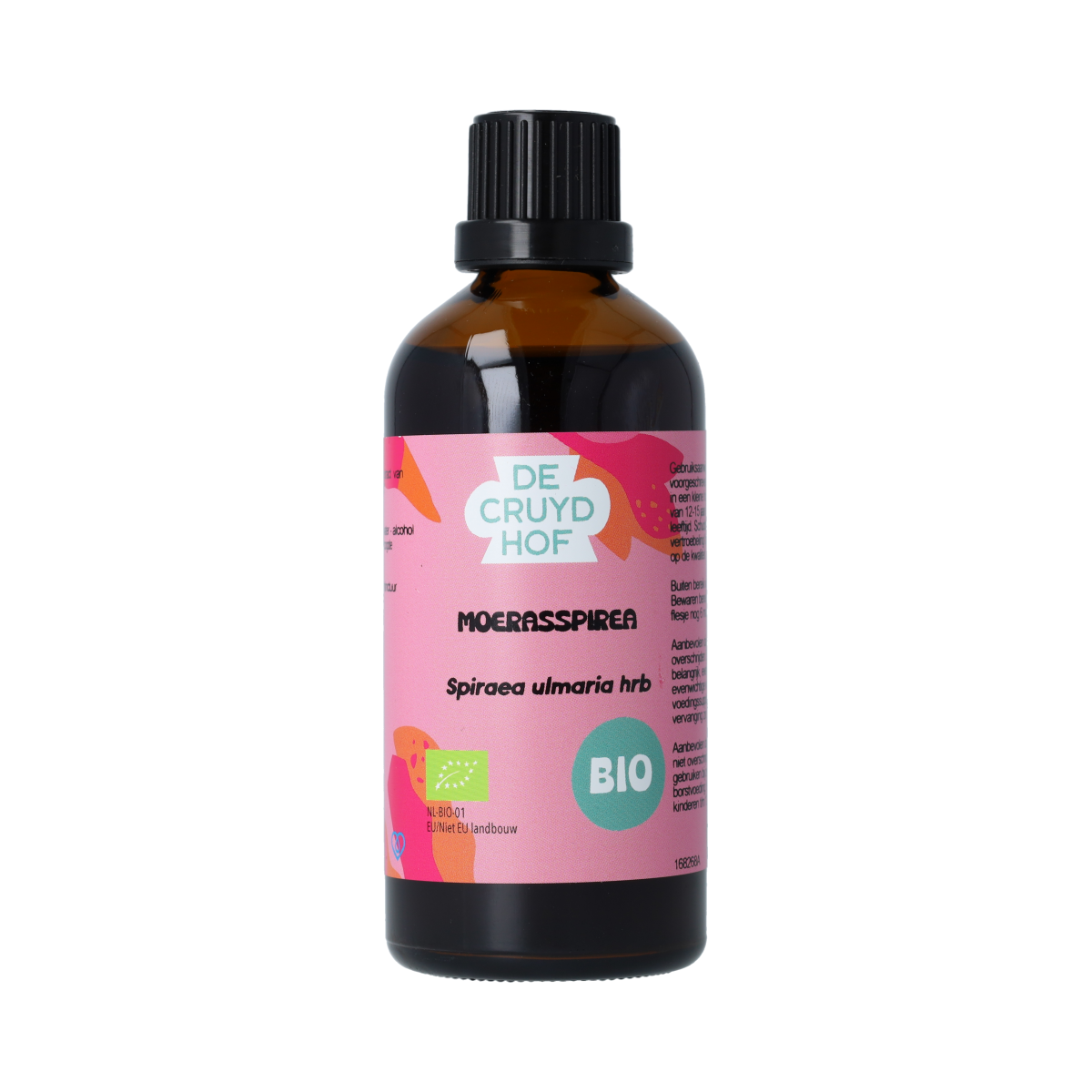 De Cruydhof Spiraea ulmaria herb tinctuur in a 100ml bottle, showcasing the herbal product for natural remedy use.