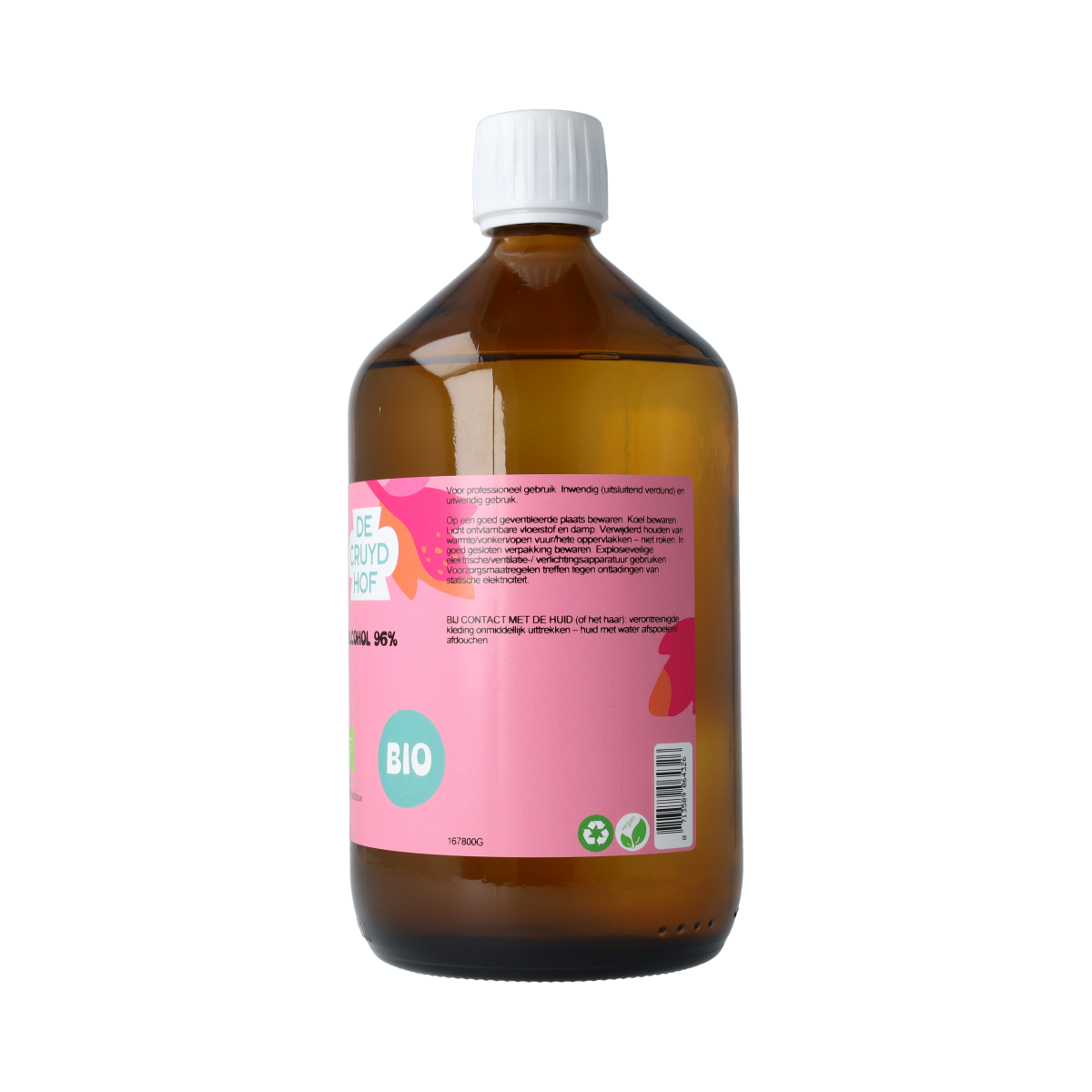De Cruydhof Alcohol 96% inwendig en uitwendig bio 1.00 Liter