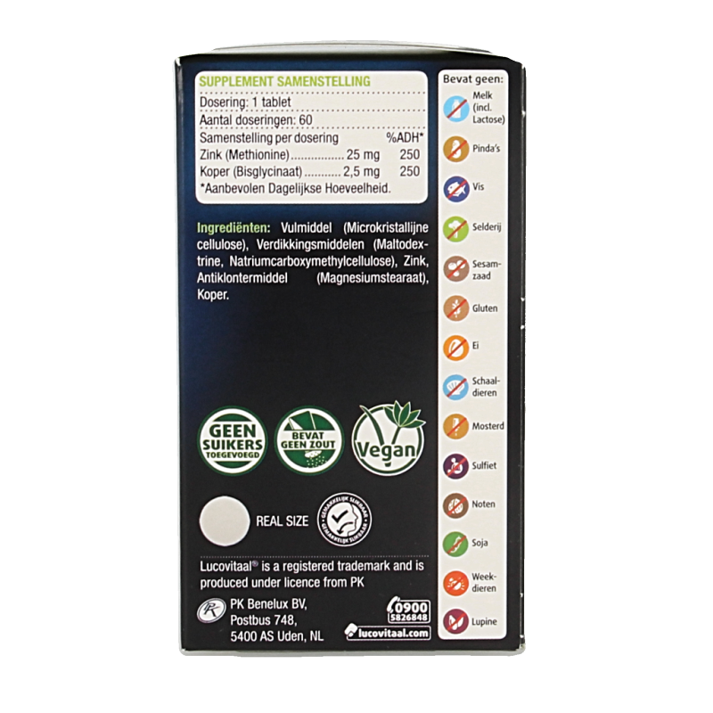 Lucovitaal Zink methionine & koper 60 Tabletten