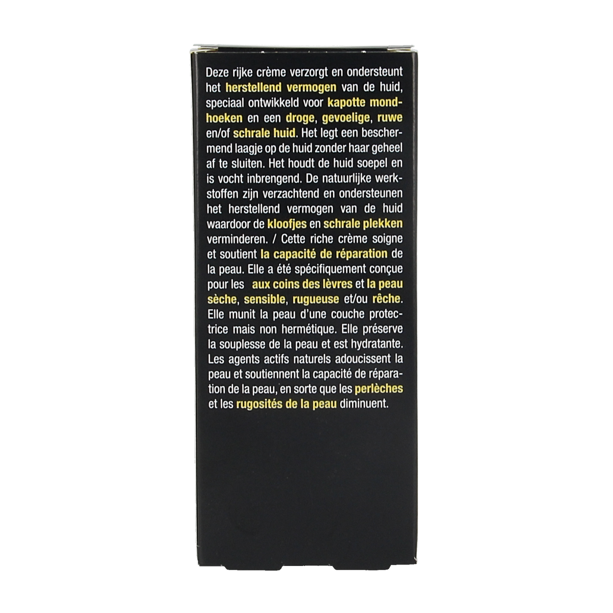 Lucovitaal Kapotte mondhoeken crème in 15ml tube, facial skincare product for chapped corners, with a white and green packaging design.