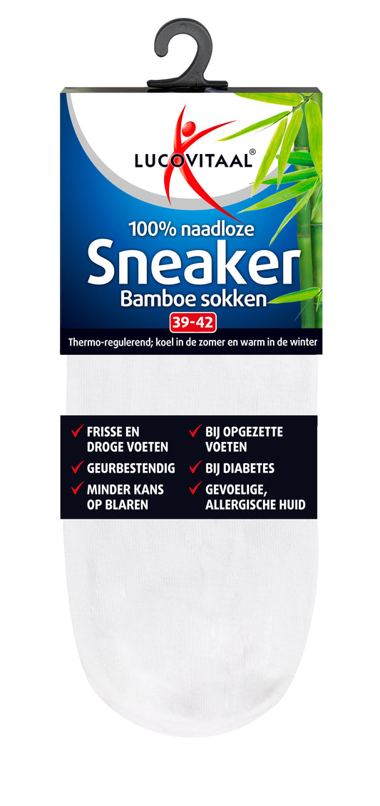 Lucovitaal Bamboe sneakersok wit maat 39-42 1 Paar