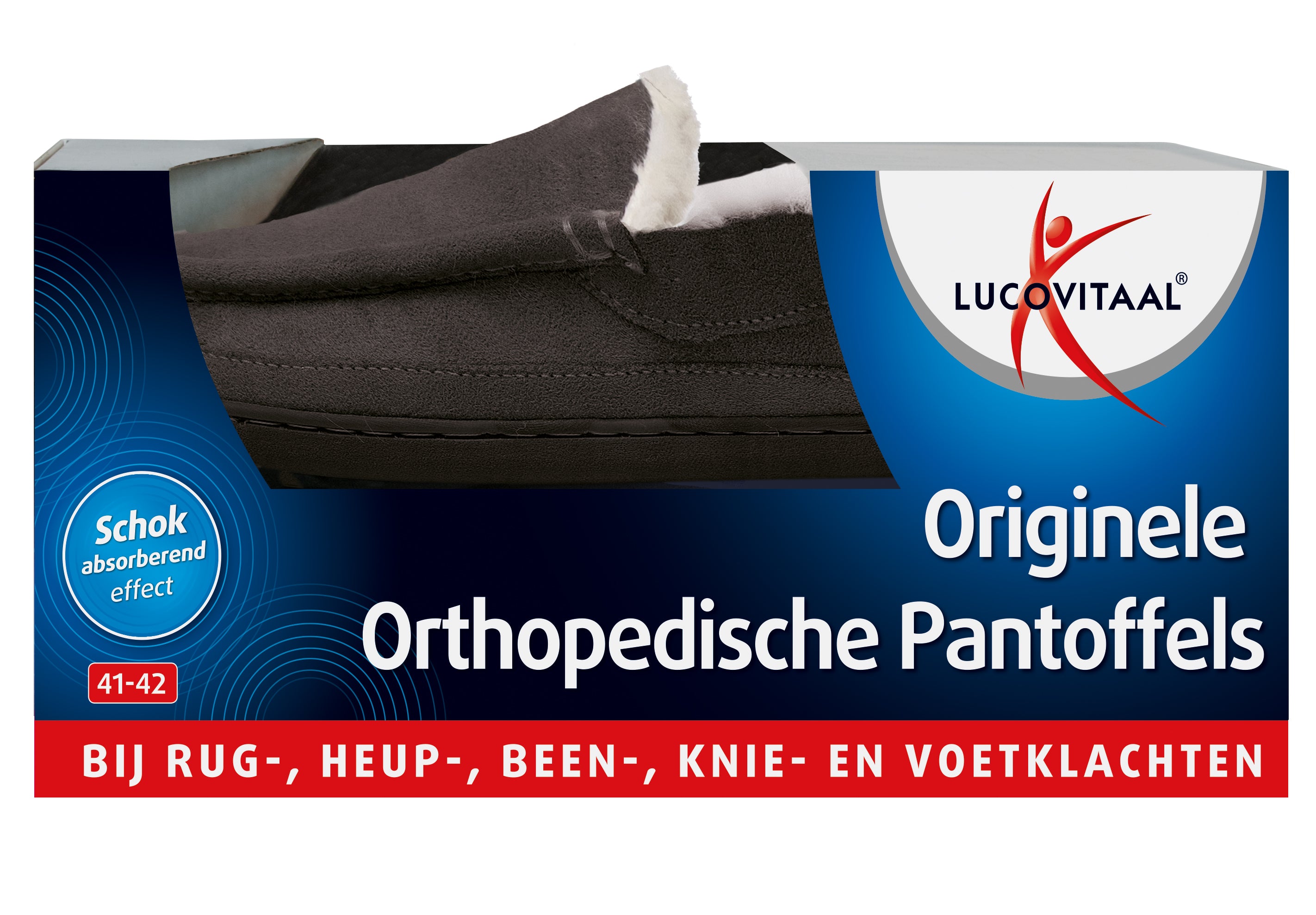 Lucovitaal orthopedische pantoffels in antraciet, maat 41-42, casual slippers for comfort and support.