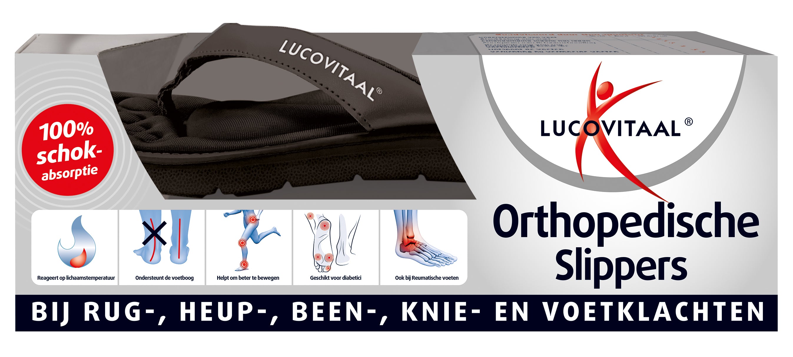 Lucovitaal Orthopedische slippers maat 45-46 zwart 1 Paar