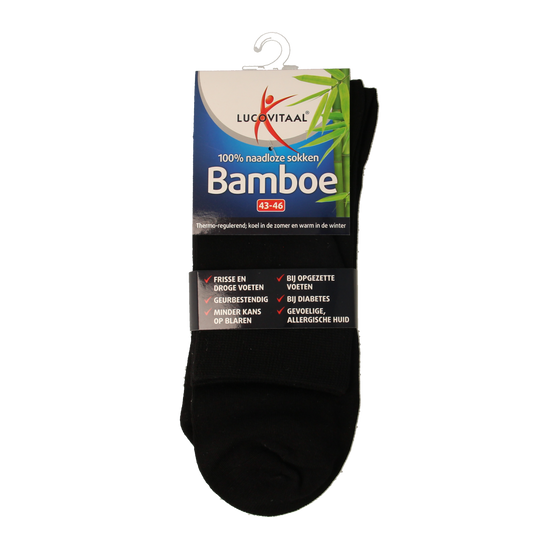 Lucovitaal Bamboe sok lang zwart  maat 43-46 1.00 Paar